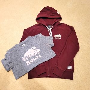 Roots Canada Zip up, T-Shirt Bundle Women's Size XS